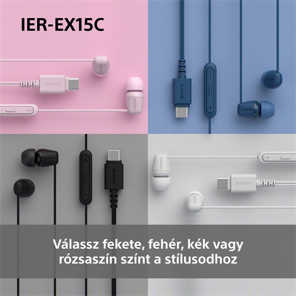 Sony IEREX15CL.CE7 USB Type-C vezetékes mikrofonos kék fülhallgató