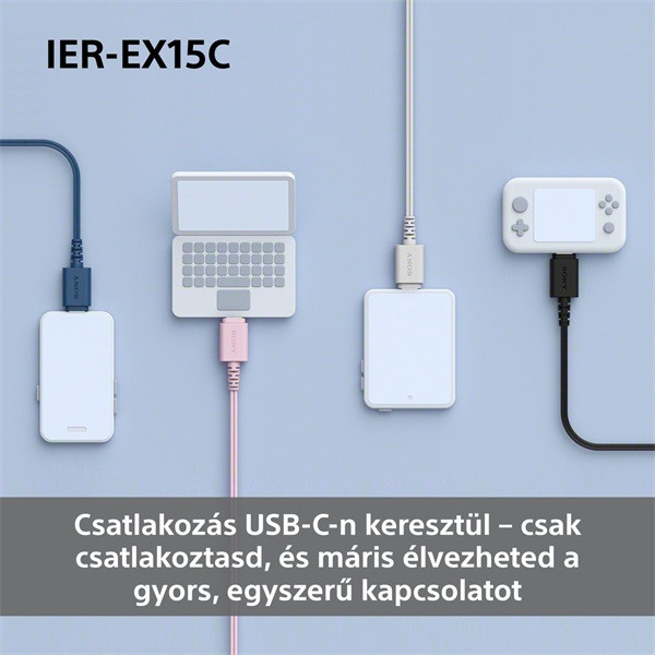Sony IEREX15CP.CE7 USB Type-C vezetékes mikrofonos rózsaszín fülhallgató
