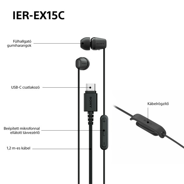 Sony IEREX15CP.CE7 USB Type-C vezetékes mikrofonos rózsaszín fülhallgató
