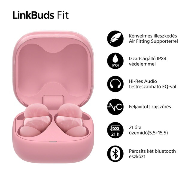 Sony WF-LS910N Linkbuds Fit zajszürős True Wireless Bluetooth rózsaszín fülhallgató Sony WF-LS910N Linkbuds Fit zajszürős True Wireless Bluetooth rózsaszín fülhallgató