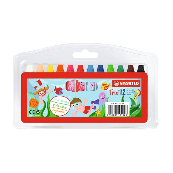 Stabilo Trio háromszög alakú 12db-os vegyes színű olajpasztell kréta készlet Stabilo Trio háromszög alakú 12db-os vegyes színű olajpasztell kréta készlet
