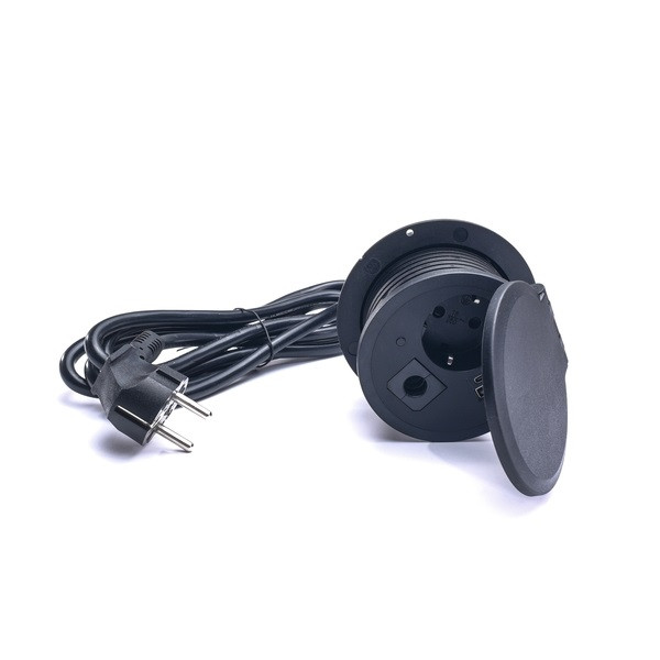 TOO GPS-105-1B IP20,1x 2P+F,USB-A,Type-C,Qi- töltés,kábelkiv.,fekete asztalba süllyeszthető elosztó TOO GPS-105-1B IP20,1x 2P+F,USB-A,Type-C,Qi- töltés,kábelkiv.,fekete asztalba süllyeszthető elosztó