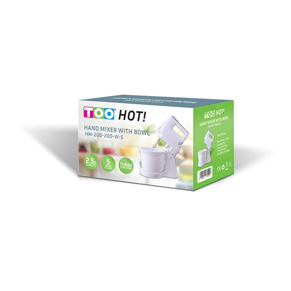 TOO HM-200-200 fehér tálas kézi mixer