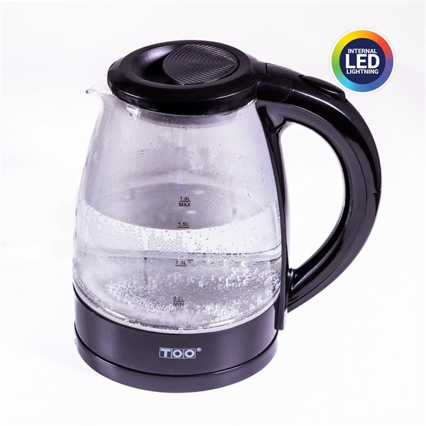TOO KE-800 1,8L-es fekete üveg vízforraló TOO KE-800 1,8L-es fekete üveg vízforraló