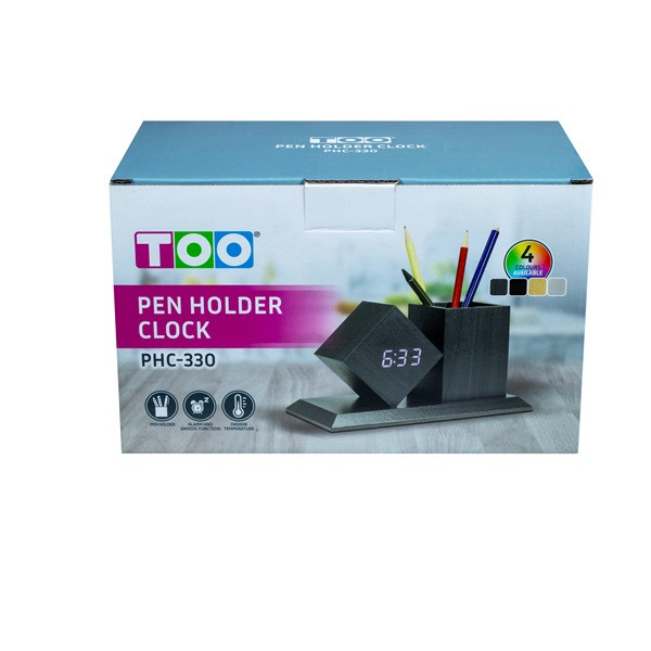 TOO PHC-330-B fekete digitális óra írószertartóval TOO PHC-330-B fekete digitális óra írószertartóval