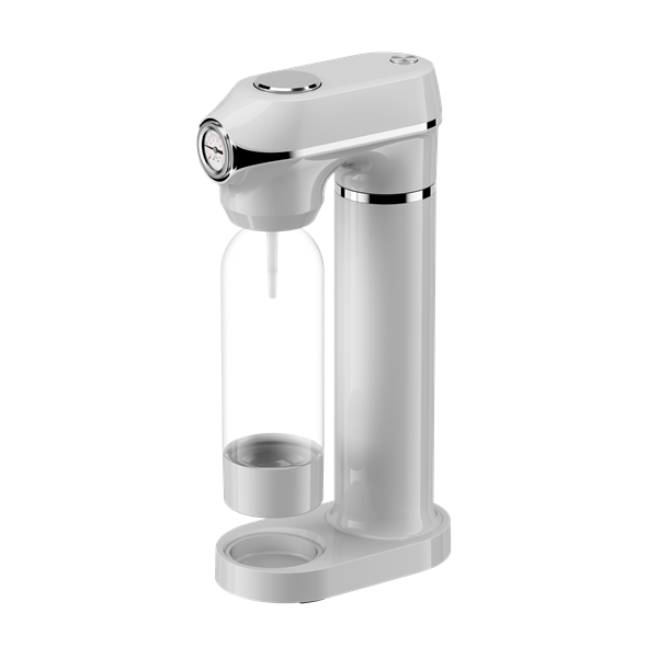 TOO SODA-M-100-W fehér szódagép nyomásmérővel, 1 literes palackkal, patron nélkül