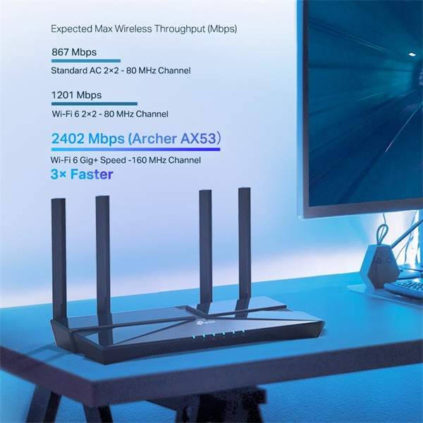 TP-Link Archer AX53 AX3000 fekete kétsávos Gigabit Wi-Fi 6 router TP-Link Archer AX53 AX3000 fekete kétsávos Gigabit Wi-Fi 6 router