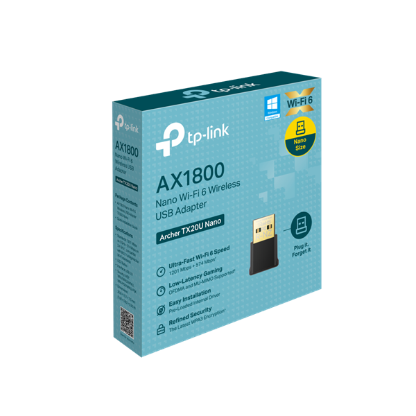 TP-Link Archer TX20U Nano AX1800 nano vezeték nélküli Wi-Fi 6 fekete USB adapter
