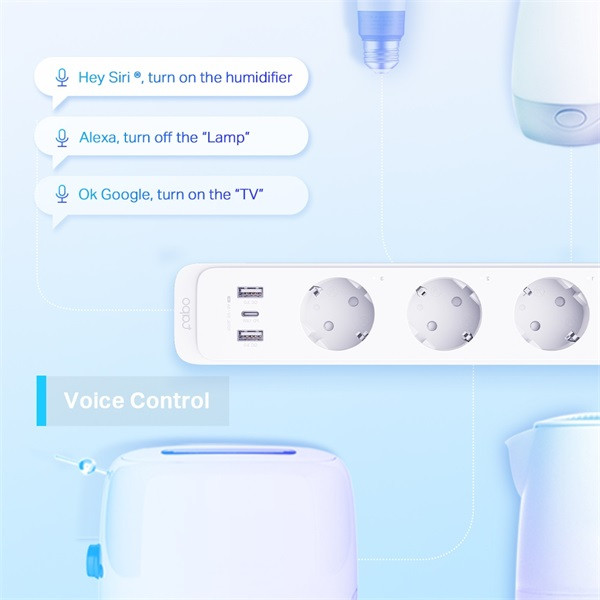 TP-Link Tapo P300 2db USB-A/1db USB-C fehér okos Wi-Fi-s túlfeszültségvédő hosszabbító