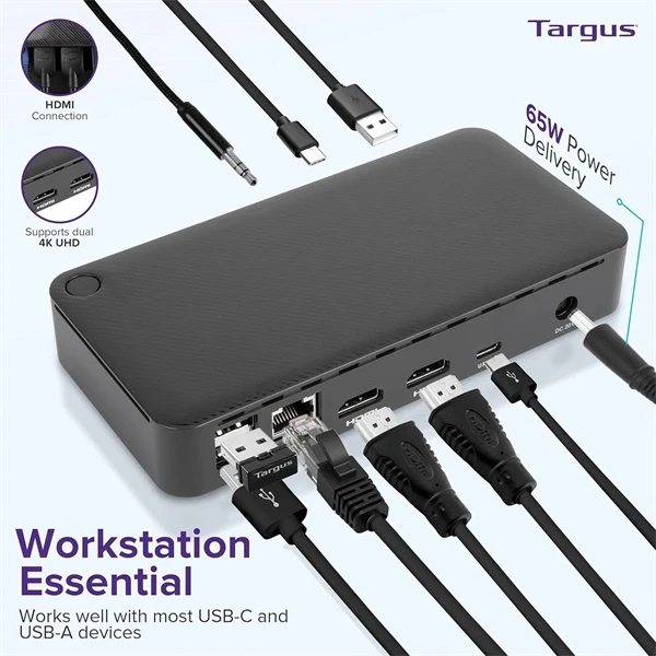 Targus Univerzális USB-C® DV4K dokkolóállomás (100W, 4K, 2 HDMI, 2 DisplayPort, 4x USB-A, 1x USB-C, Ethernet, audio) Targus Univerzális USB-C® DV4K dokkolóállomás (100W, 4K, 2 HDMI, 2 DisplayPort, 4x USB-A, 1x USB-C, Ethernet, audio)