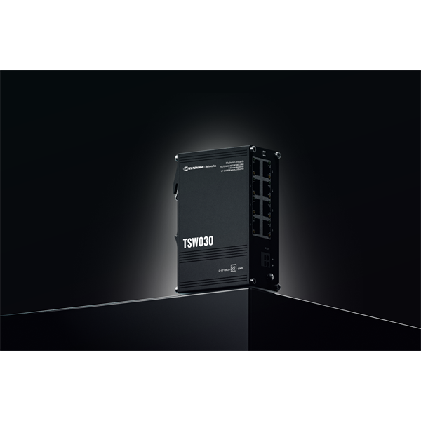 Teltonika TSW030 8x 10/100Mpbs FE LAN port nem menedzselhető DIN sínre szerelhető ipari switch