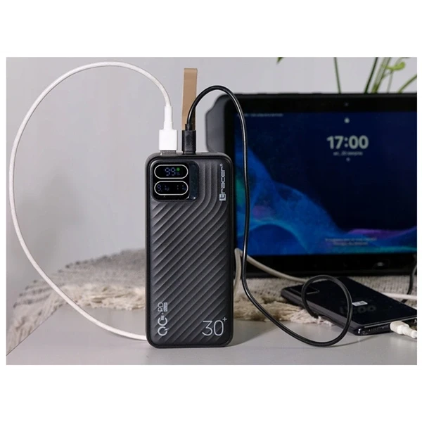 Tracer Blaze 30 000 mAh PD 65W Quick Charge 3.0 fekete hordozható power bank