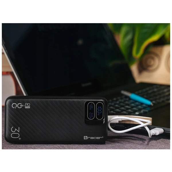 Tracer Blaze 30 000 mAh PD 65W Quick Charge 3.0 fekete hordozható power bank