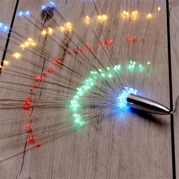 Tűzijáték stílusú fix fényű IPX3 szabványos/több színű/200db LED-es/napelemes fényfüzér, fénydekoráció Tűzijáték stílusú fix fényű IPX3 szabványos/több színű/200db LED-es/napelemes fényfüzér, fénydekoráció