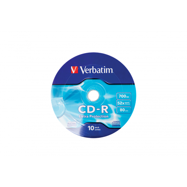 VERBATIM 43725 CD-R 700MB/52x/extra protection írható felület/egyszer írható CD 10db/csomag