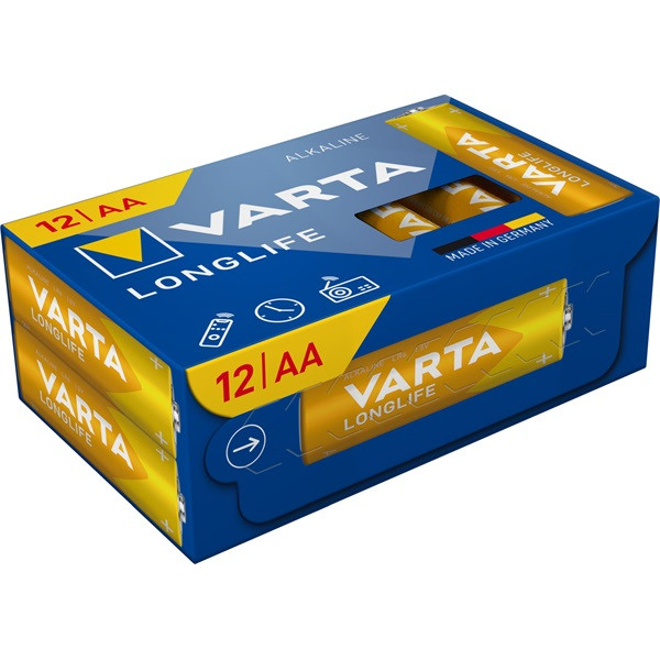 Varta 4106301132 Longlife ceruza AA (LR06) elem CUBE 12db/csomag (műanyagmentes csomagolás)