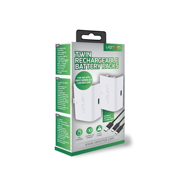 Venom VS2872 Xbox Series X & S fehér akkucsomag (2 db) + 3 m töltőkábel