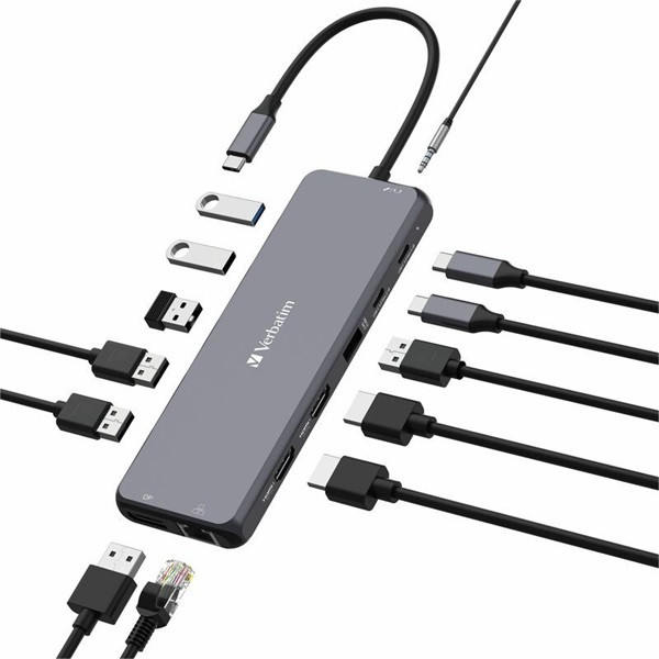 Verbatim 32153 USB-C Pro Multiport CMH-13 13in1 ezüst HUB DEMO