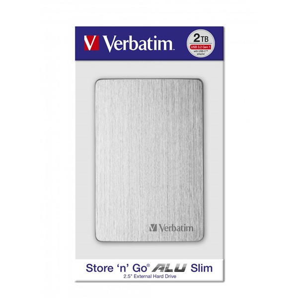 Verbatim 53666 Store `n` Go ALU Slim 2,5” 2TB USB 3.2 Gen 1 ezüst HDD