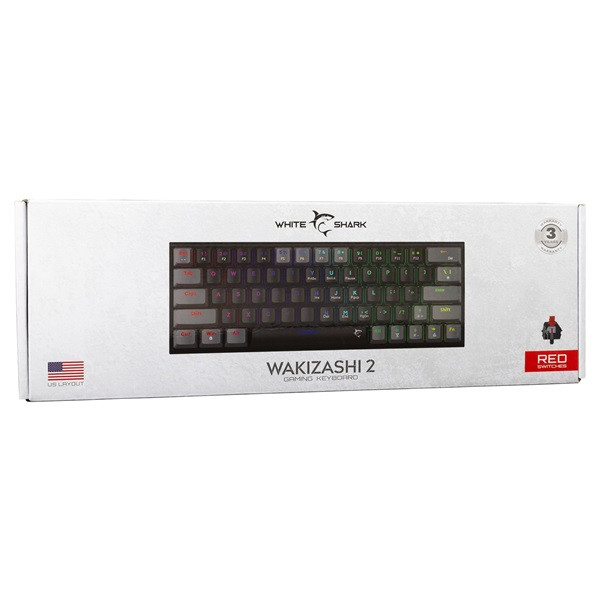 White Shark GK-002113V2-B-G/R-HU Wakizashi HUN fekete-szürke (red switch) gamer billentyűzet
