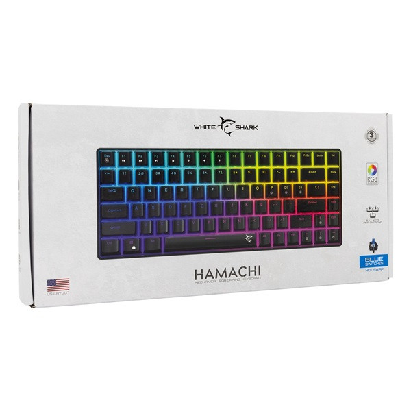White Shark GK-005121-B/BL-US Hamachi US fekete (blue switch) gamer billentyűzet
