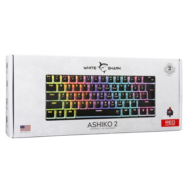 White Shark GK-2202-2B/R-US Ashiko US fekete (red switch) gamer billentyűzet White Shark GK-2202-2B/R-US Ashiko US fekete (red switch) gamer billentyűzet