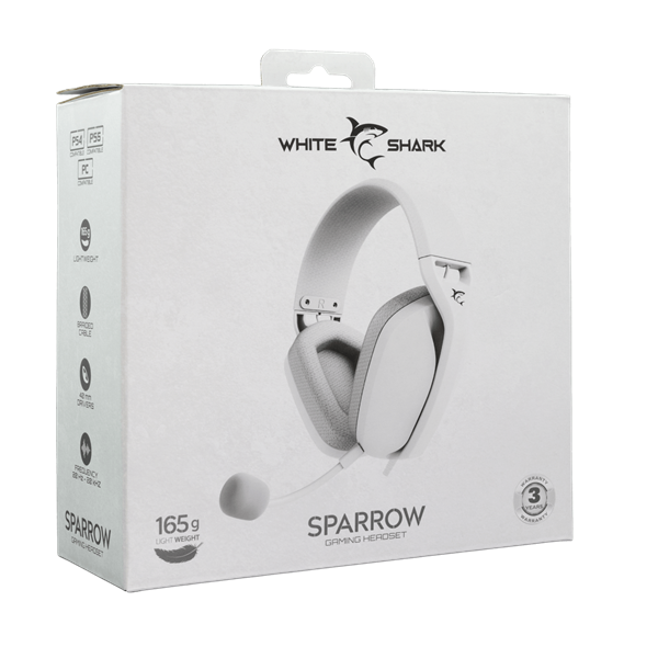 White Shark WS GH-2443W SPARROW-W fehér gamer headset White Shark WS GH-2443W SPARROW-W fehér gamer headset