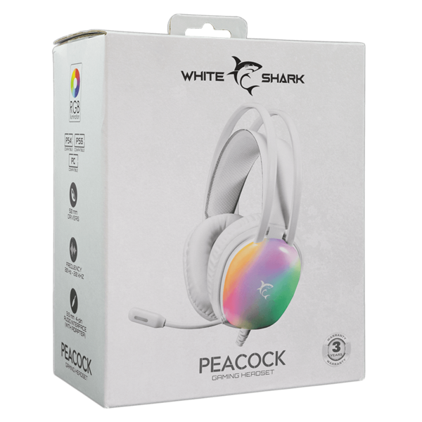 White Shark WS GH-2444W PEACOCK-W fehér gamer headset