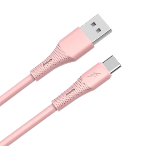 AVAX CB3303 18W USB-A – USB-C gyorstöltő szilikon kábel, 1.5 m, rózsaszín