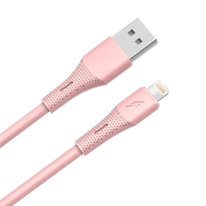 AVAX CB3306 USB-A – Lightning szilikon töltőkábel, 1.5 m, rózsaszín
