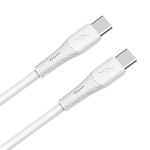 AVAX CB3307 60W USB-C gyorstöltő szilikon kábel, 1.5 m, fehér