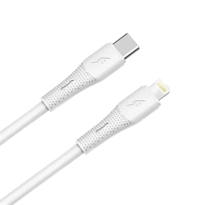 AVAX CB3310 27W USB-C – Lightning gyorstöltő szilikon kábel, 1.5 m, fehér