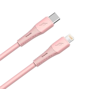 AVAX CB3312 27W USB-C – Lightning gyorstöltő szilikon kábel, 1.5 m, rózsaszín