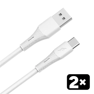 AVAX CB4301 2x 18W USB-A – USB-C gyorstöltő szilikon kábel csomag, 1.5 m, fehér