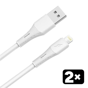 AVAX CB4302 2x USB-A – Lightning szilikon töltőkábel csomag, 1.5 m, fehér