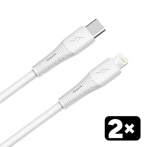 AVAX CB4304 2x 27W USB-C – Lightning szilikon töltőkábel csomag, 1.5 m, fehér