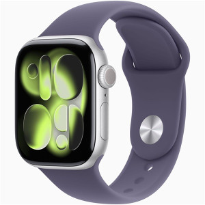 Apple Watch S11 GPS-es (42mm) ezüst alumínium tok, ködös lila M/L sportszíjas okosóra