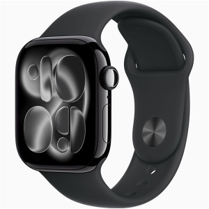 Apple Watch S11 GPS-es (42mm) kozmoszfekete alumínium tok, fekete S/M sportszíjas okosóra
