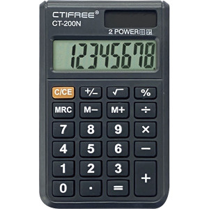 CTIFREE CT-200N mini fekete számológép, 62x96mm, 8 számjegy