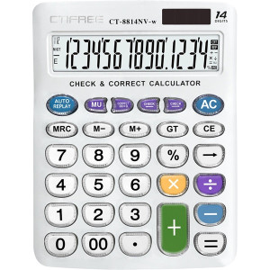 CTIFREE CT-8814NV-W fehér színű számológép, 155x203mm, 14 számjegy, dual power
