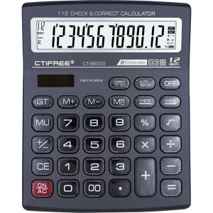 CTIFREE CT-9600G  szürke színű számológép, 155x200mm, 12 számjegy, dual power