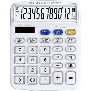 CTIFREE ECO-001 fehér számológép, 120x154mm, 12 számjegy, dual power