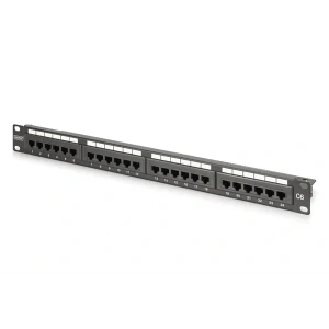 DIGITUS DN-91624U-CR 19" 1U 24port Cat.6 kompakt fekete árnyékolatlan Patch Panel