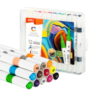 Deli Color Emotion 12 darabos kétvégű akril markerkészlet