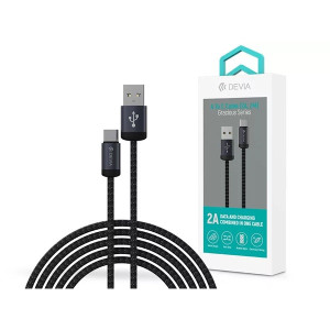 Devia ST108028 Gracious Series v2 10W USB/USB C 2m fekete adat-és töltőkábel