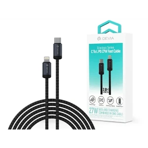 Devia ST108059 Gracious Series 27W PD Type-C/Lightning fekete 2m adat és töltőkábel
