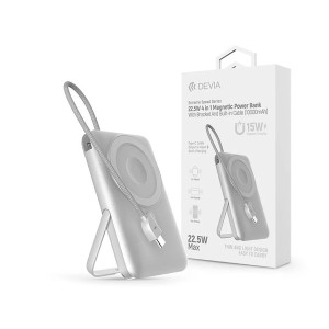 Devia ST112841 Extreme Speed Series Magnetic 4in1 22.5W Type-C 10.000 mAh ezüst powerbank/állvány