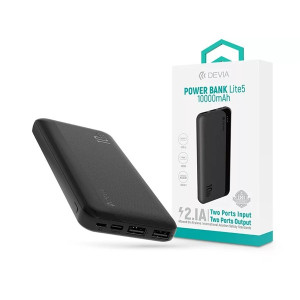 Devia ST125636 Kintone Series Lite 5 2xUSB/Type-C/microUSB 10.000 mAh fekete power bank