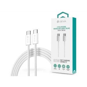 Devia ST399381 Smart Series 60W PD Type-C/Type-C fehér 1m adat-és töltőkábel
