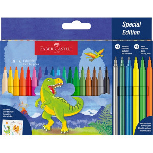 Faber-Castell Dinoszaurusz 18+6 db kastélyos filctoll készlet